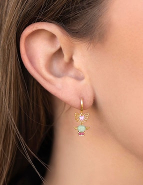 Aretes cortos Grogu Girls Crew Star Wars 18 K con acabado chapa de oro