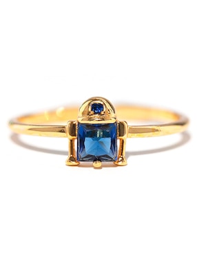 Anillo Girls Crew Star Wars R2-D2 zirconia cúbica chapa de oro