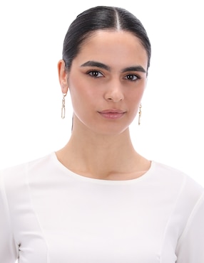 Aretes de eslabones Anne Klein Metal Crush con acabado brillante