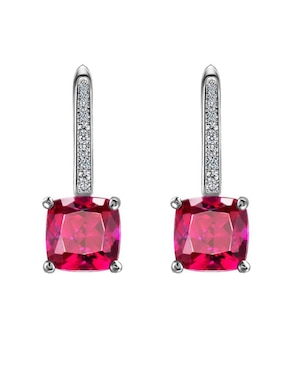 Aretes cuadrados Gladkova Joyería de plata P 925 con acabado brillante rubí
