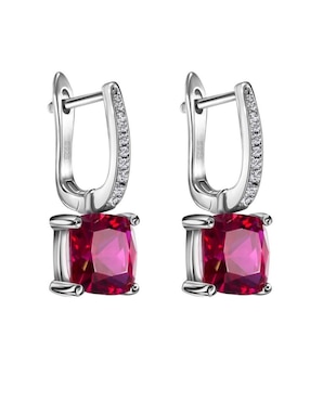 Aretes cuadrados Gladkova Joyería de plata P 925 con acabado brillante rubí