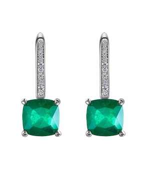 Aretes cuadrados Gladkova Joyería de plata P 925 con acabado brillante esmeralda