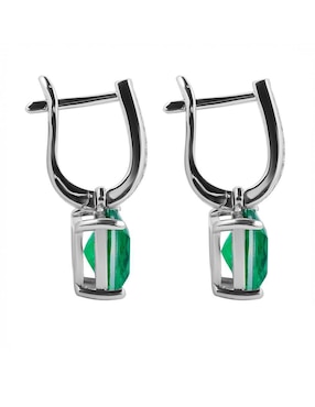 Aretes cuadrados Gladkova Joyería de plata P 925 con acabado brillante esmeralda