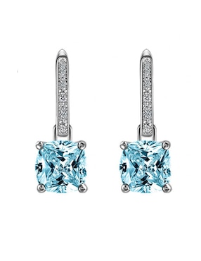 Aretes cuadrados Gladkova Joyería de plata P 925 con acabado brillante aguamarina
