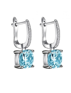 Aretes cuadrados Gladkova Joyería de plata P 925 con acabado brillante aguamarina