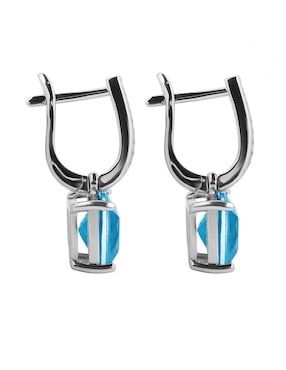Aretes cuadrados Gladkova Joyería de plata P 925 con acabado brillante aguamarina