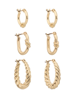 Set de aretes redondos Anne Klein Metal Crush con acabado brillante