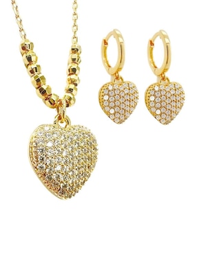 Aretes y collar de corazón Zvezda Aurore chapa de oro 18 k circonita