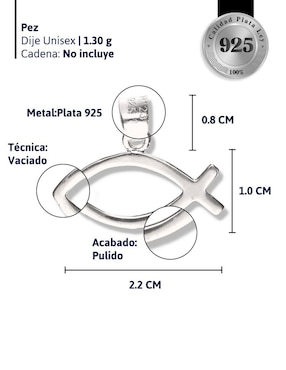 Dije de pez Vanguardia Joyera cristo de plata P 925