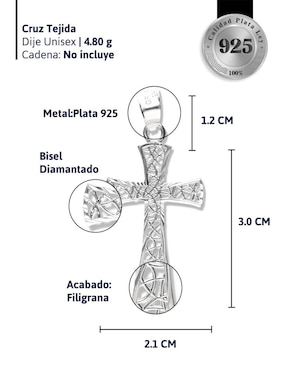 Dije de cruz Vanguardia Joyera cristo de plata P 925