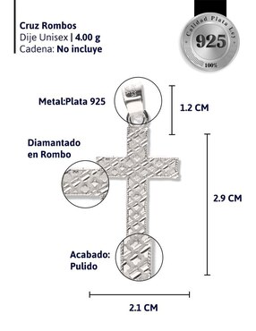 Dije de cruz Vanguardia Joyera cristo de plata P 925