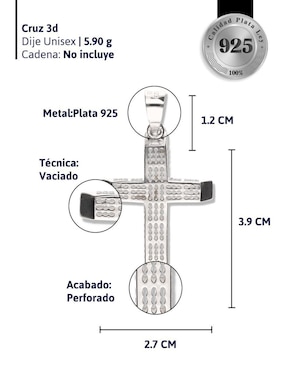 Dije de cruz Vanguardia Joyera cristo de plata P 925