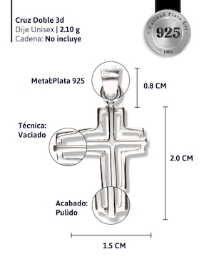 Dije de cruz Vanguardia Joyera cristo de plata P 925