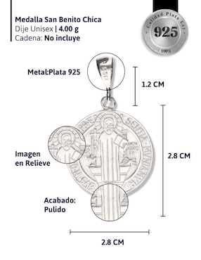 Medalla redonda Vanguardia Joyera san benito de plata P 925