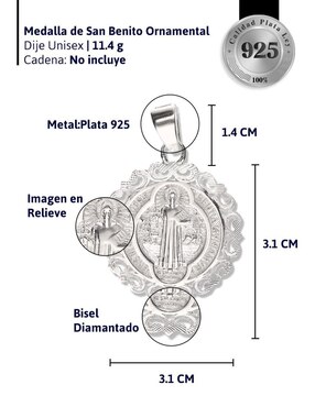 Medalla redonda Vanguardia Joyera san benito de plata P 925