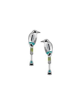Aretes de pájaro Enrique Garcia de plata P 925 con acabado brillante