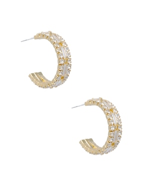 Arracadas de media luna Westies con acabado brillante zirconia