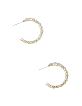 Arracadas de media luna Westies con acabado brillante zirconia
