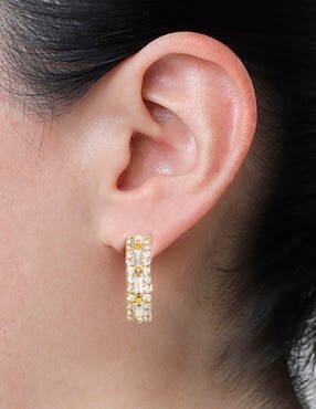 Arracadas de media luna Westies con acabado brillante zirconia