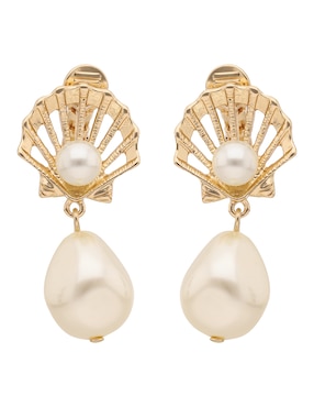 Aretes de concha Anne Klein Coastal Charms con acabado brillante perla