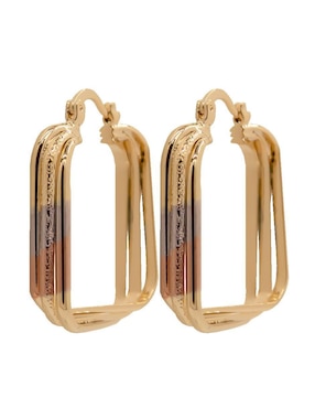 Arracadas rectangulares Oro Angelus con acabado brillante