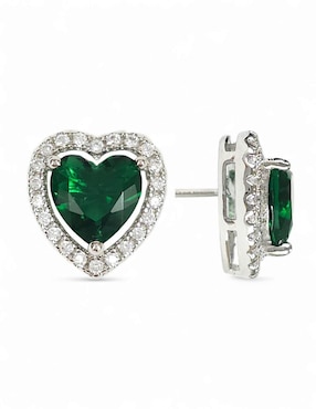 Aretes, collar y anillo de corazón og de acero inoxidable zirconia