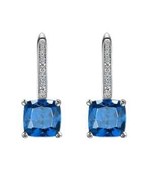 Aretes cuadrados Gladkova Joyería de plata P 925 con acabado brillante zafiro