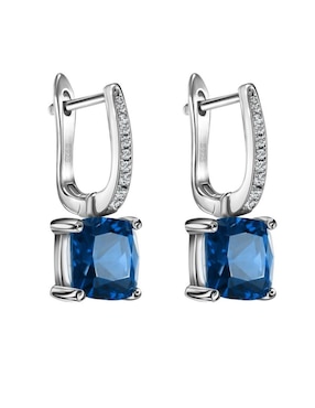 Aretes cuadrados Gladkova Joyería de plata P 925 con acabado brillante zafiro