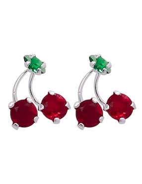 Broqueles de cereza Oro Angelus de plata P 925 con acabado pavé zirconia
