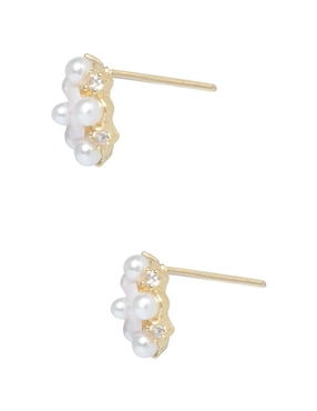 Aretes de flor Westies con acabado liso perla