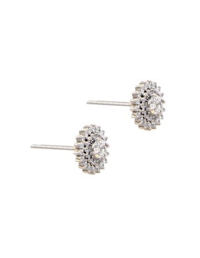 Aretes circulares Carré Pavé Cristal de plata P 925 con acabado pavé zirconia