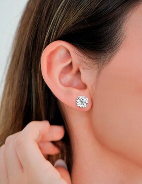Broqueles redondos Oro Angelus de plata P 925 zirconia