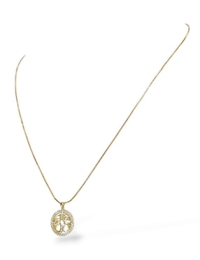 Aretes y collar circulares Og baño de oro 18 k zirconia