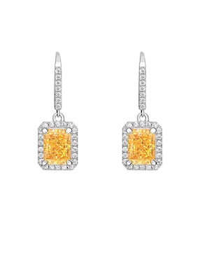 Aretes cortos rectangular Gladkova Joyería de plata P 925 con acabado brillante zirconia
