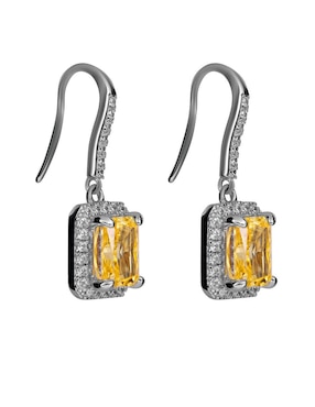 Aretes cortos rectangular Gladkova Joyería de plata P 925 con acabado brillante zirconia
