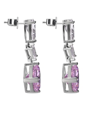 Aretes largos de rombo Gladkova Joyería de plata P 925 con acabado brillante zirconia