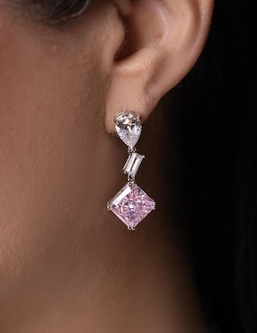 Aretes largos de rombo Gladkova Joyería de plata P 925 con acabado brillante zirconia
