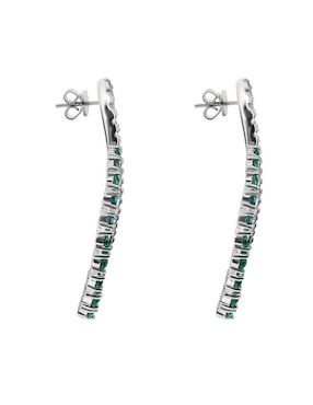 Aretes largos de alas Gladkova Joyería de plata P925 con acabado pavé esmeralda