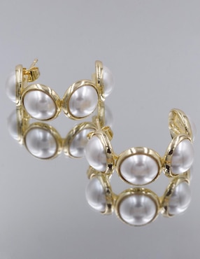 Arracadas Arette Aretes con acabado chapa de oro perla