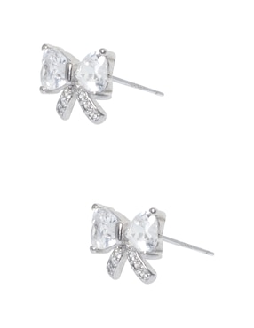 Aretes de moño Westies de plata P 925 con acabado pavé zirconia