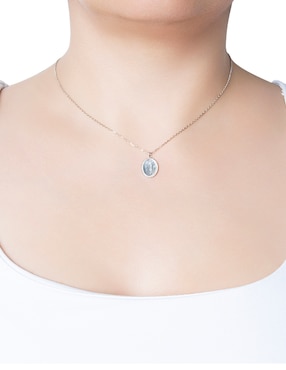 Medalla y cadena ovalada Artre Virgen Mop .925 de plata P 925