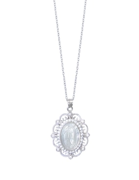 Collar con dije ovalado Artre Virgen Mop .925 de plata P 925