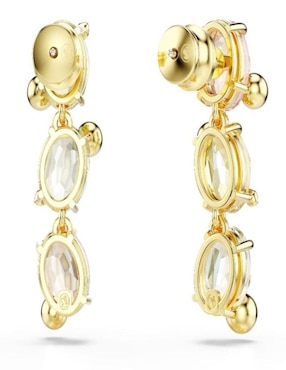 Aretes largos circulares Swarovski gema con acabado brillante