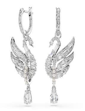 Aretes largos Swarovski Swan con acabado brillante