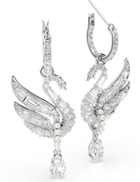 Aretes largos Swarovski Swan con acabado brillante