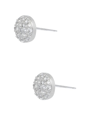 Aretes de círculo Westies de plata P 925 con acabado pavé cristal