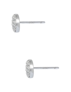 Aretes de círculo Westies de plata P 925 con acabado pavé cristal