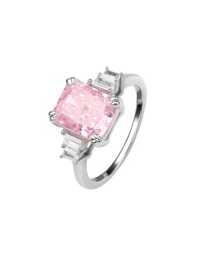 Solitario rectangular Natalia Bojalil Luxury P 925 de plata zirconia pulido