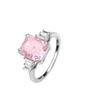 Solitario rectangular Natalia Bojalil Luxury P 925 de plata zirconia pulido