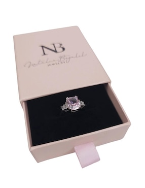 Solitario rectangular Natalia Bojalil Luxury P 925 de plata zirconia pulido